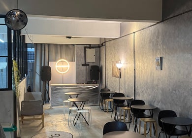 Cozy seating at Brew&Groom (Barber & Coffee Gombak), Kuala Lumpur, Malaysia with modern decor.