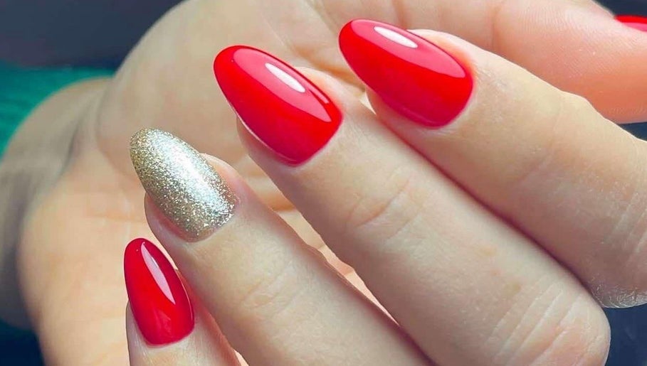 Dazzling red and glitter nails by TyNails by Tatiana Samson in Portsmouth, England, GB.