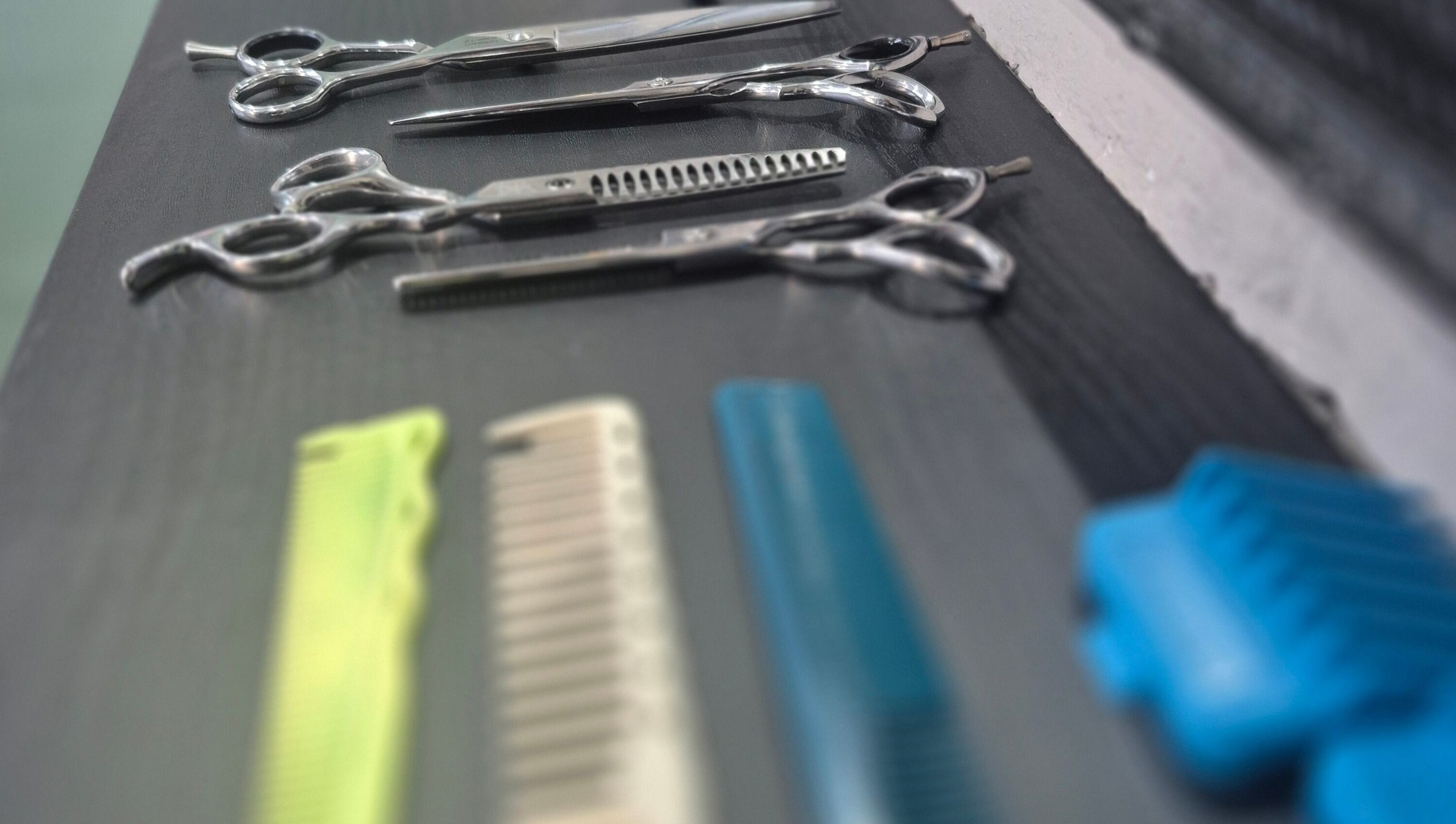 Hairdressing tools at Studio 7 Barber, Dungannon, Northern Ireland, GB.