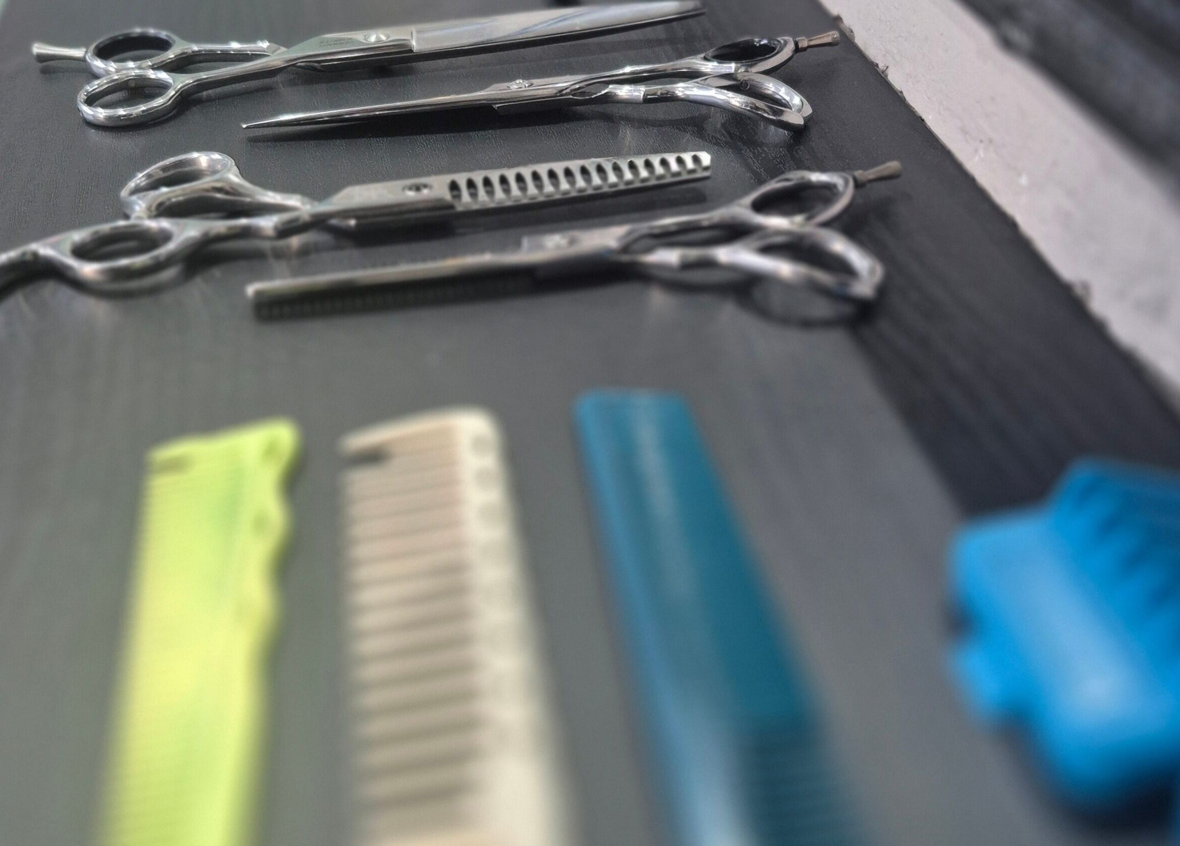 Hairdressing tools at Studio 7 Barber, Dungannon, Northern Ireland, GB.