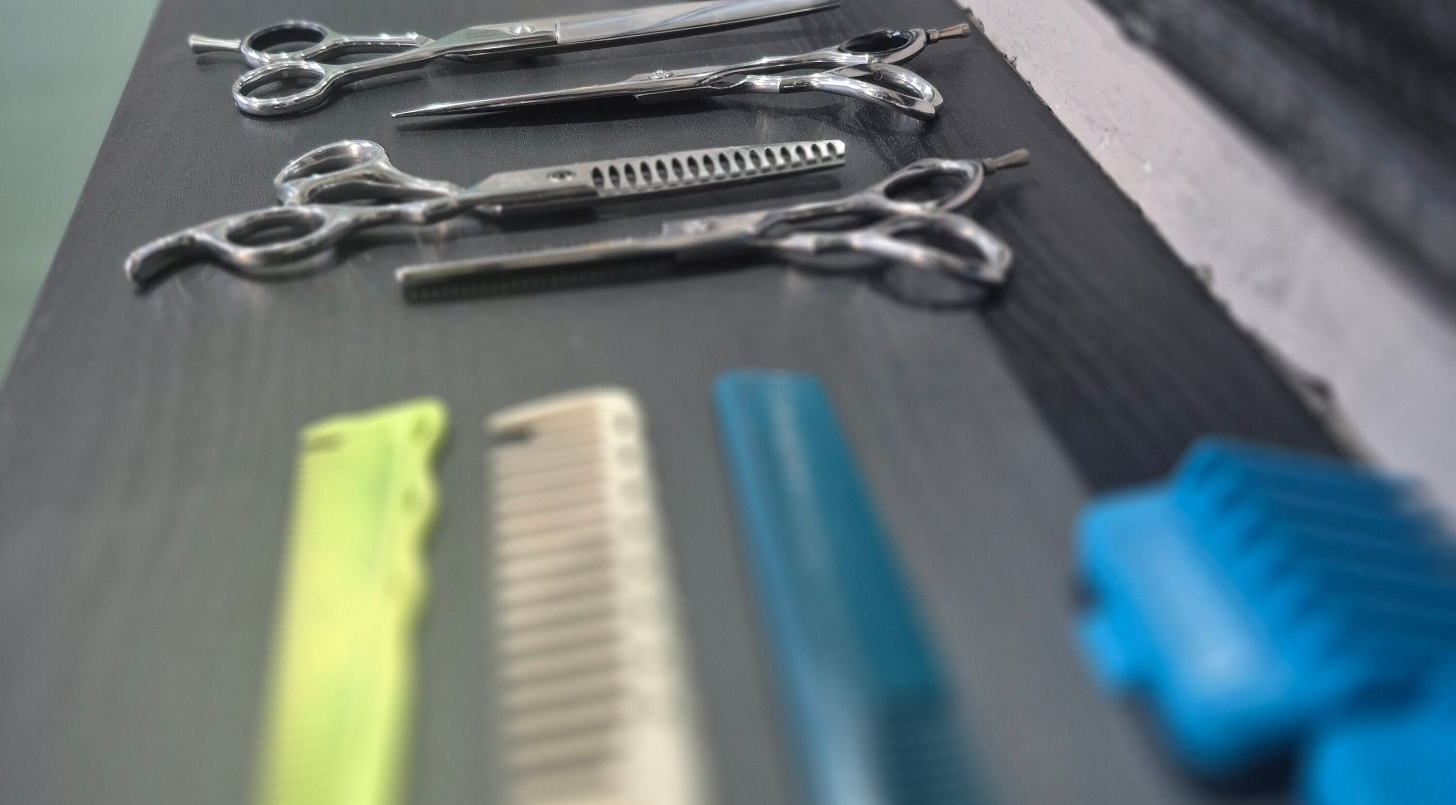 Hairdressing tools at Studio 7 Barber, Dungannon, Northern Ireland, GB.