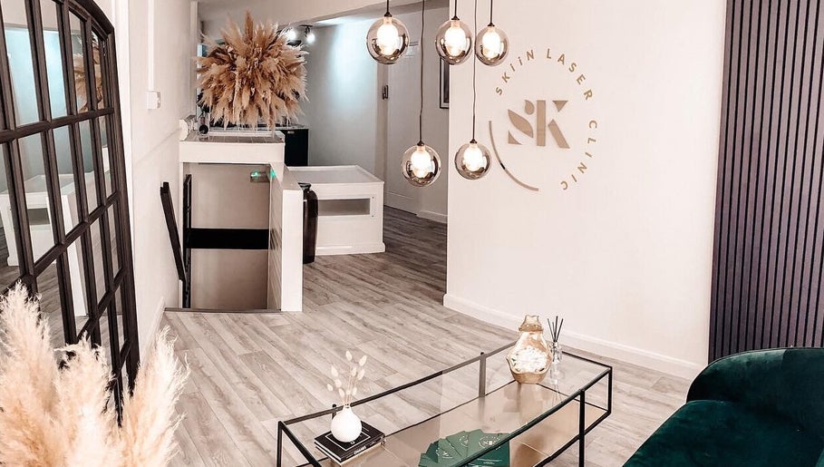 Elegant interior of Skiin Laser Clinic, showcasing modern design in Peterborough, England, GB.