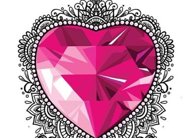 Detailed pink heart-shaped jewel design representing elegance at Hair Craft & Co, Torquay, England, GB.