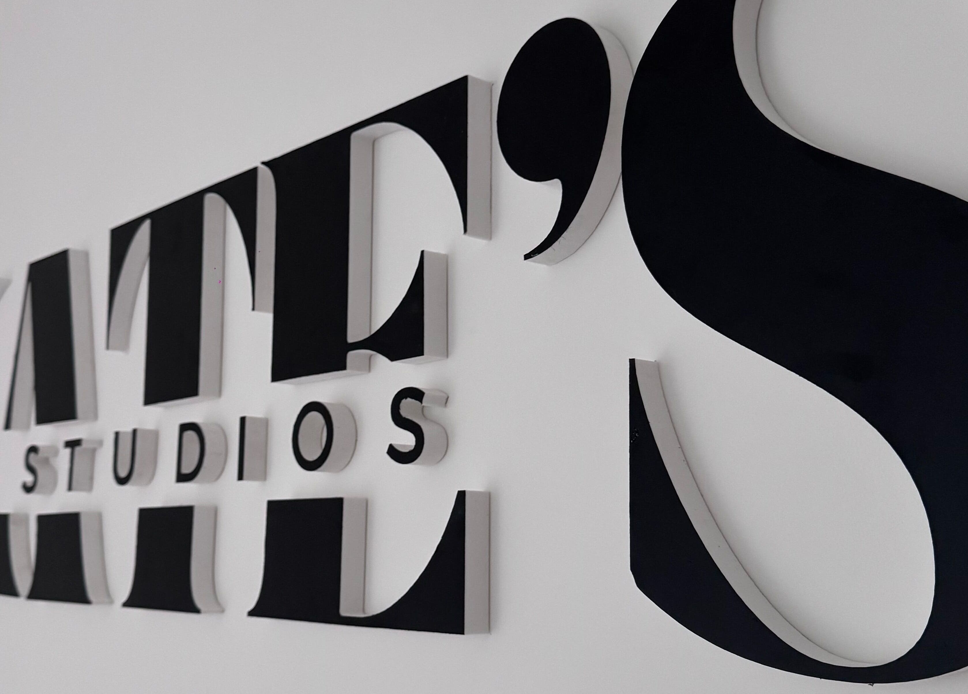 Elegant 3D sign of Kate's Studio in Coalville, England, GB displays sleek and stylish branding.