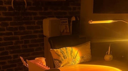 Warm-lit nail station at Ameerah Grace Nails, Lytham Saint Annes, England, GB, featuring elegant decor.