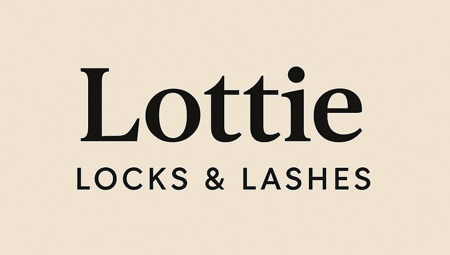 Lottie Locks & Lashes logo set against a beige background, located in Irvine, Scotland, GB.
