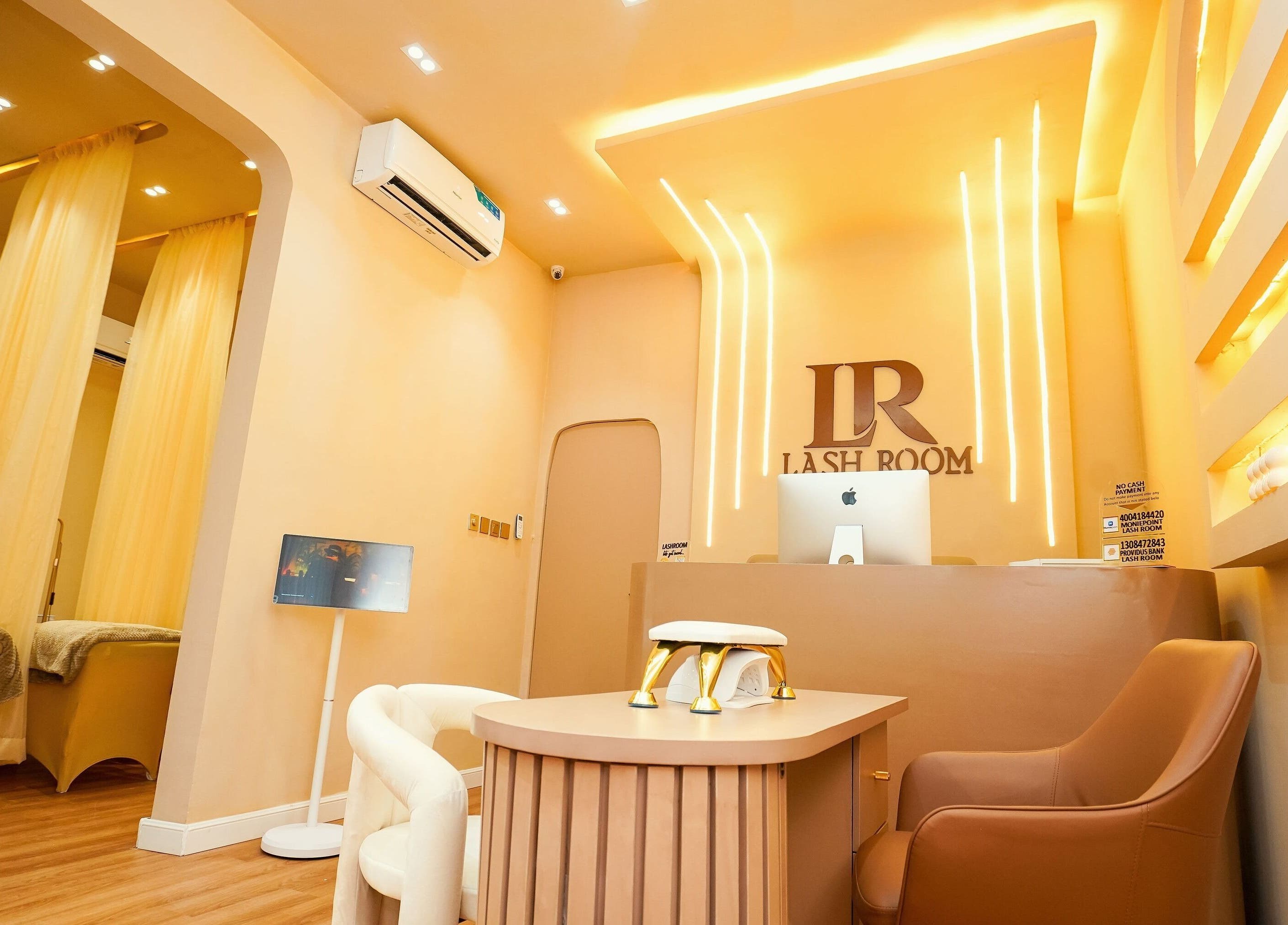 Inside view of Lash Room in Lagos, Lagos, NG showcasing stylish decor and inviting ambiance.