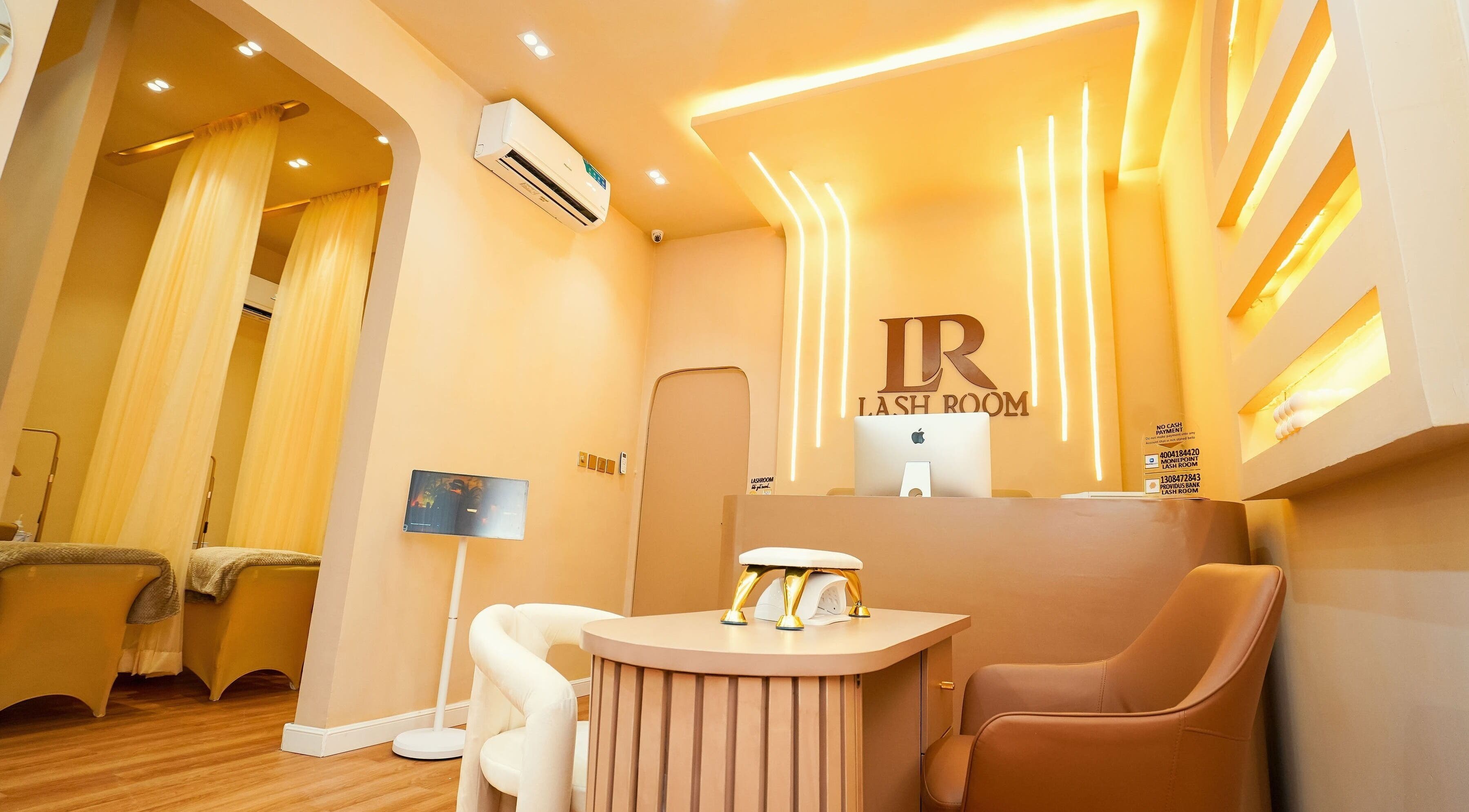 Inside view of Lash Room in Lagos, Lagos, NG showcasing stylish decor and inviting ambiance.