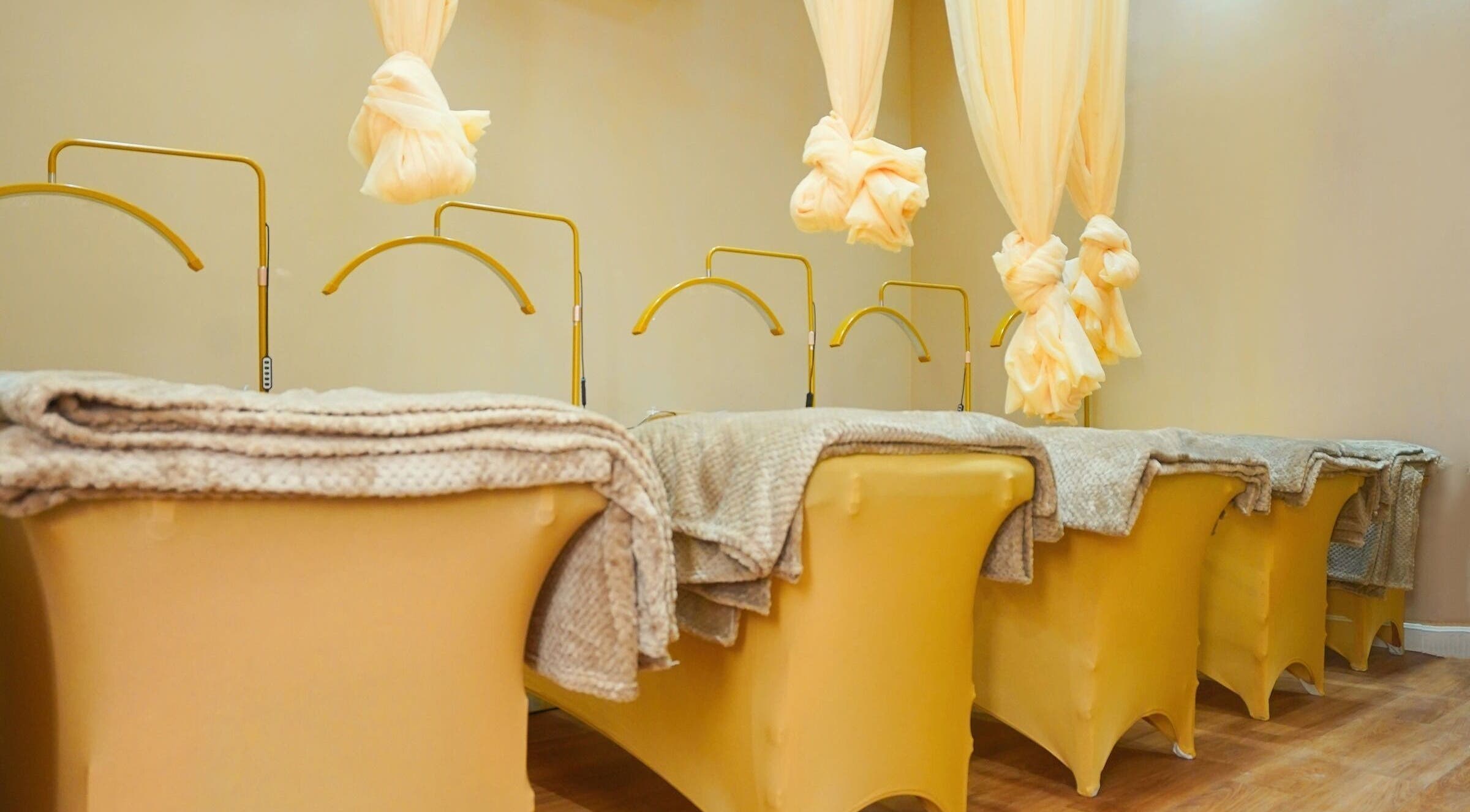 Comfy treatment beds at Lash Room in Lagos, Lagos, NG, showcasing a serene and inviting atmosphere.