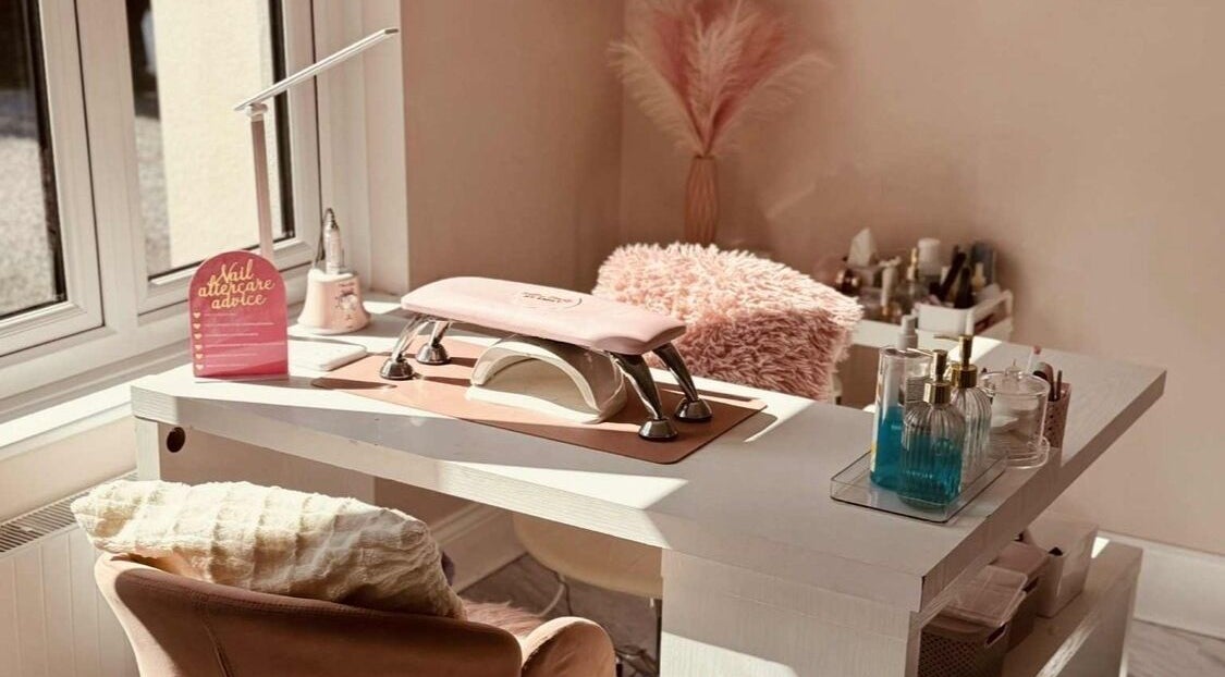 Nail station at Willow Beauty by Emily in Little Broughton, England, GB, with chic decor and products.