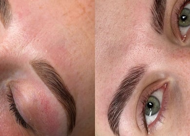 Before and after eyebrow grooming at Elzyt Brows by Patricija, Drogheda, County Louth, IE.