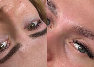 Close-up of expertly shaped eyebrows at Elzyt Brows by Patricija, Drogheda, County Louth, IE.