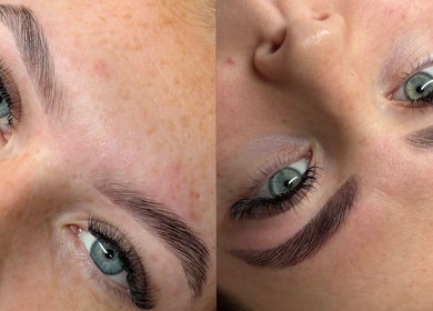 Close-up of expertly shaped brows at Elzyt Brows by Patricija, Drogheda, County Louth, IE.
