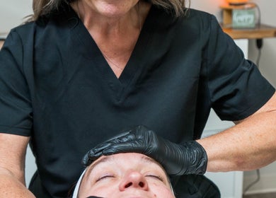 Facial treatment in progress at Youthful Glow Aesthetics in Munford, Tennessee, US.