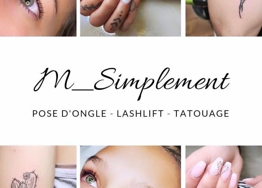 Services esthétiques variés à M Simplement, Granby, Québec, CA, comprenant ongles, cilslift et tatouages.