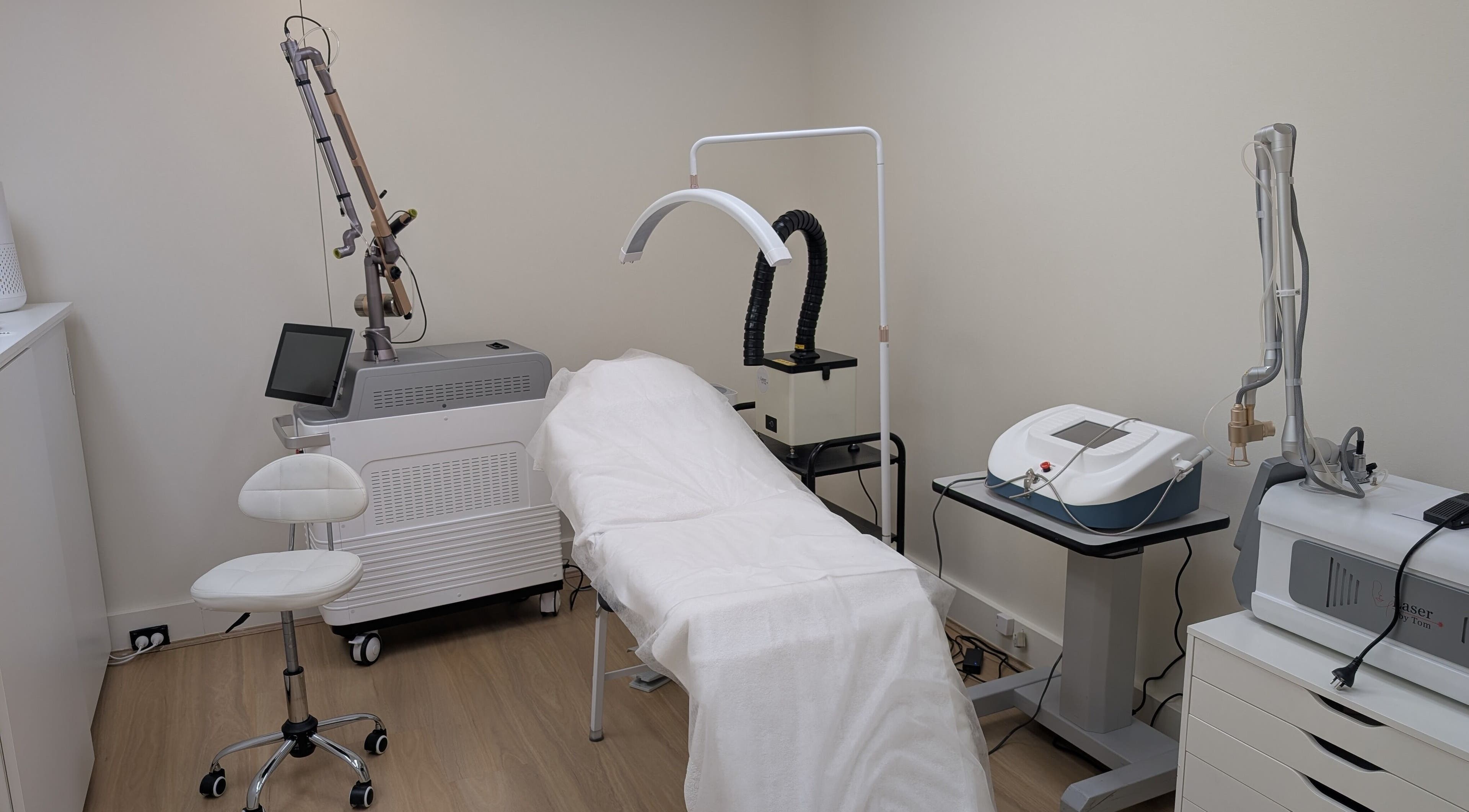 Modern laser treatment room at Laser by Tom, Bondi Junction, New South Wales, AU.