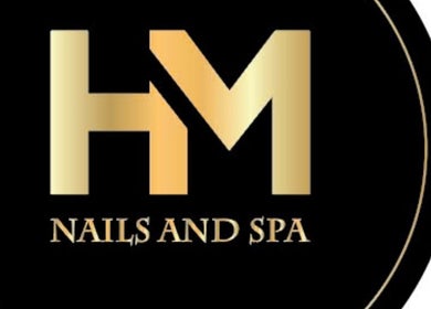 HM Nails & Spa logo in Southfield, Michigan, US, showcasing elegance with gold lettering on a black background.