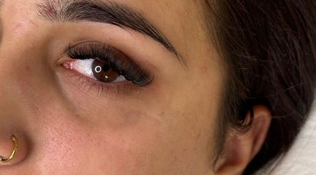 Close-up of elegant eyelash extensions at Wiktoria Lashes It, Southampton, England, GB.