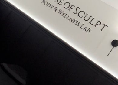 Interior of House Of Sculpt, Featherstone, England, GB with illuminated wall and elegant decor.