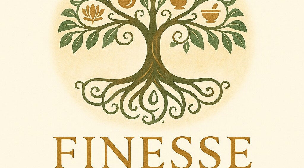 Finesse logo featuring a stylized tree with health symbols in Dunfermline, Scotland, GB.