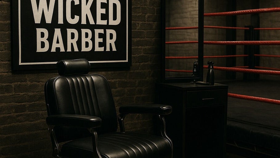 Stylish barber chair at Wicked Barber, London, England, GB enhancing a modern grooming experience.