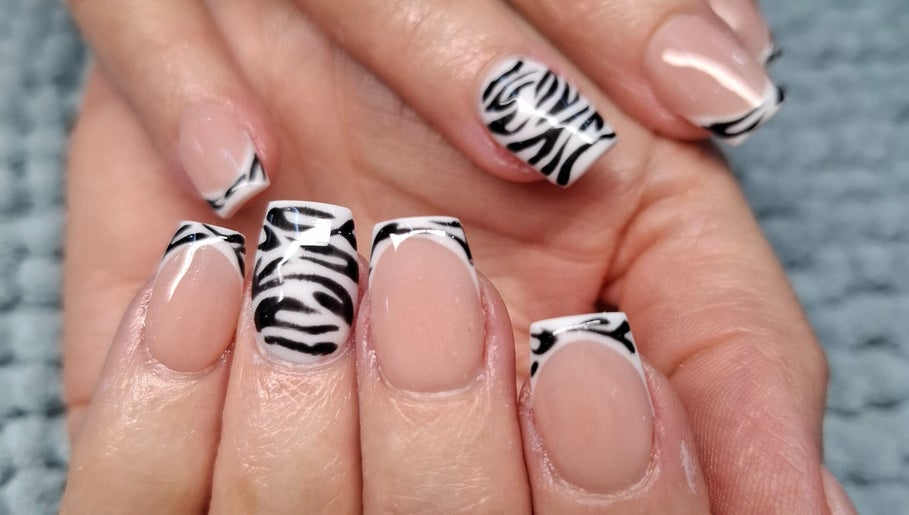 Elegant zebra stripe nail art at Urban Nails At Jocelynn, Pretoria, Gauteng, ZA.