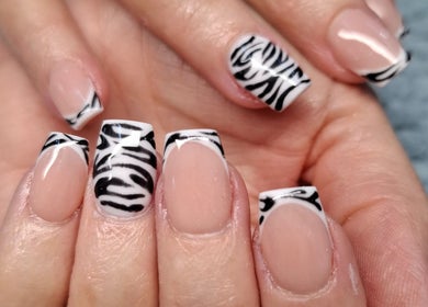 Elegant zebra stripe nail art at Urban Nails At Jocelynn, Pretoria, Gauteng, ZA.
