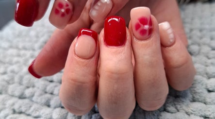 Stylish red and nude nail designs at Urban Nails At Jocelynn, Pretoria, Gauteng, ZA.