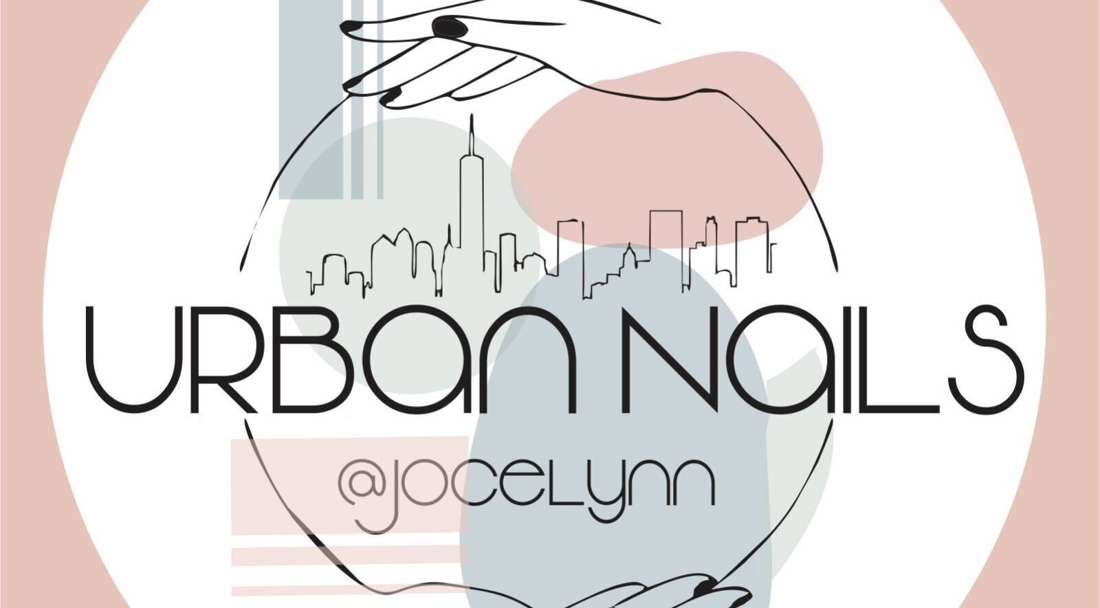 Urban Nails At Jocelynn logo design featuring elegant skyline and hands in Pretoria, Gauteng, ZA.