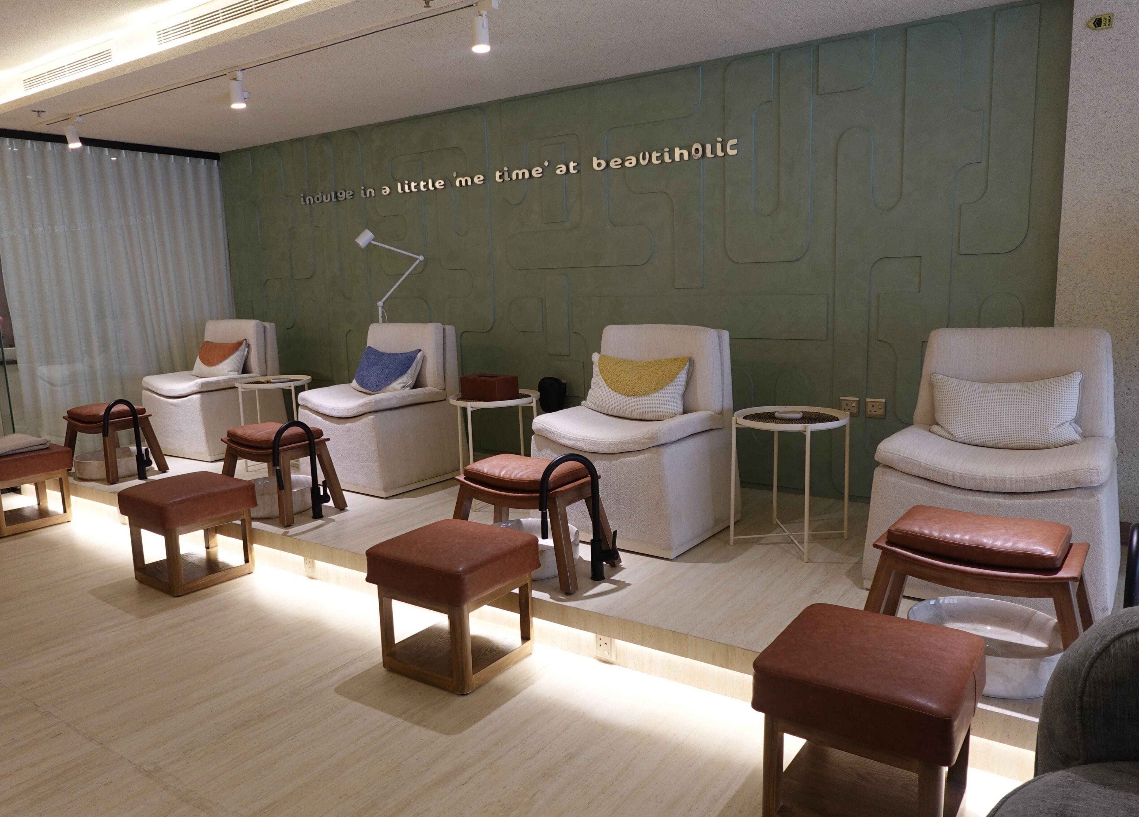 Luxurious pedicure chairs at Beautiholic salon, Al Khobar, Eastern Province, SA.