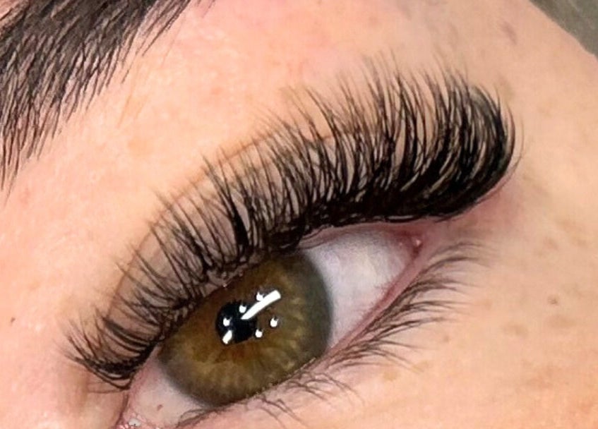 Close-up of voluminous eyelash extensions at Lash Radiance, Melbourne, Victoria, AU.