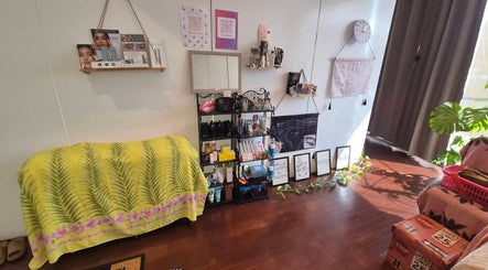 TOKYO LASH (ex E's lashes by Eri) cozy corner with beauty products in Petersham, New South Wales, AU.