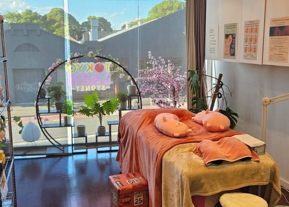 Cozy treatment room at TOKYO LASH in Petersham, NSW featuring a relaxing ambiance and spa essentials.