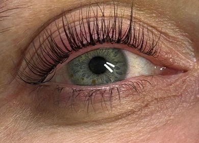 Close-up of a beautifully lashed eye at Georgeous Beauty, Warfield, England, GB.
