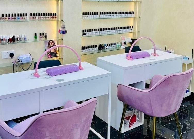 Chic nail stations at Samiha Alsarraj Ladies Salon in Sharjah, Sharjah, AE for a luxurious manicure experience.