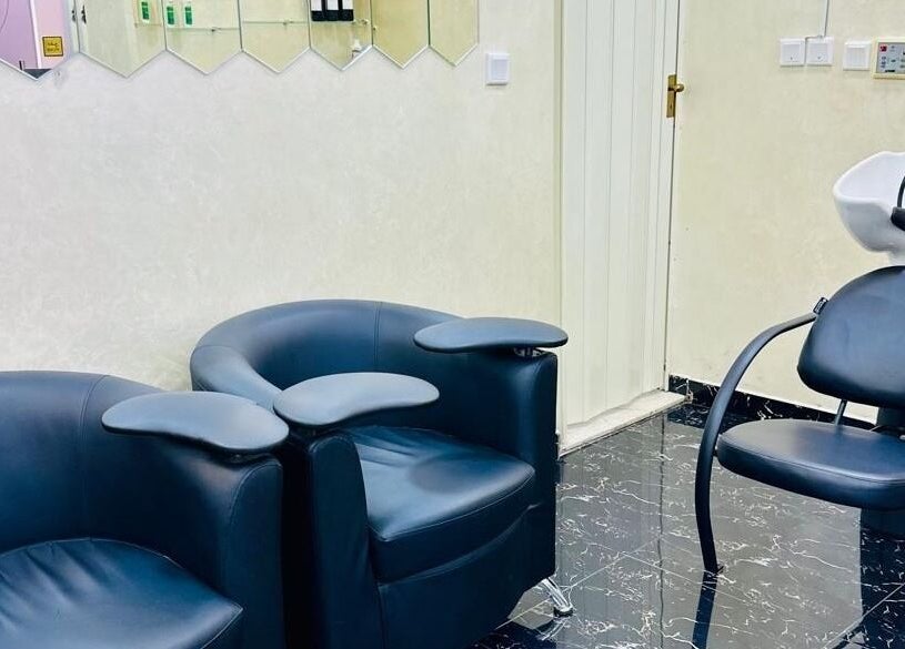 Comfortable salon chairs and wash station at Samiha Alsarraj Ladies Salon in Sharjah, Sharjah, AE.