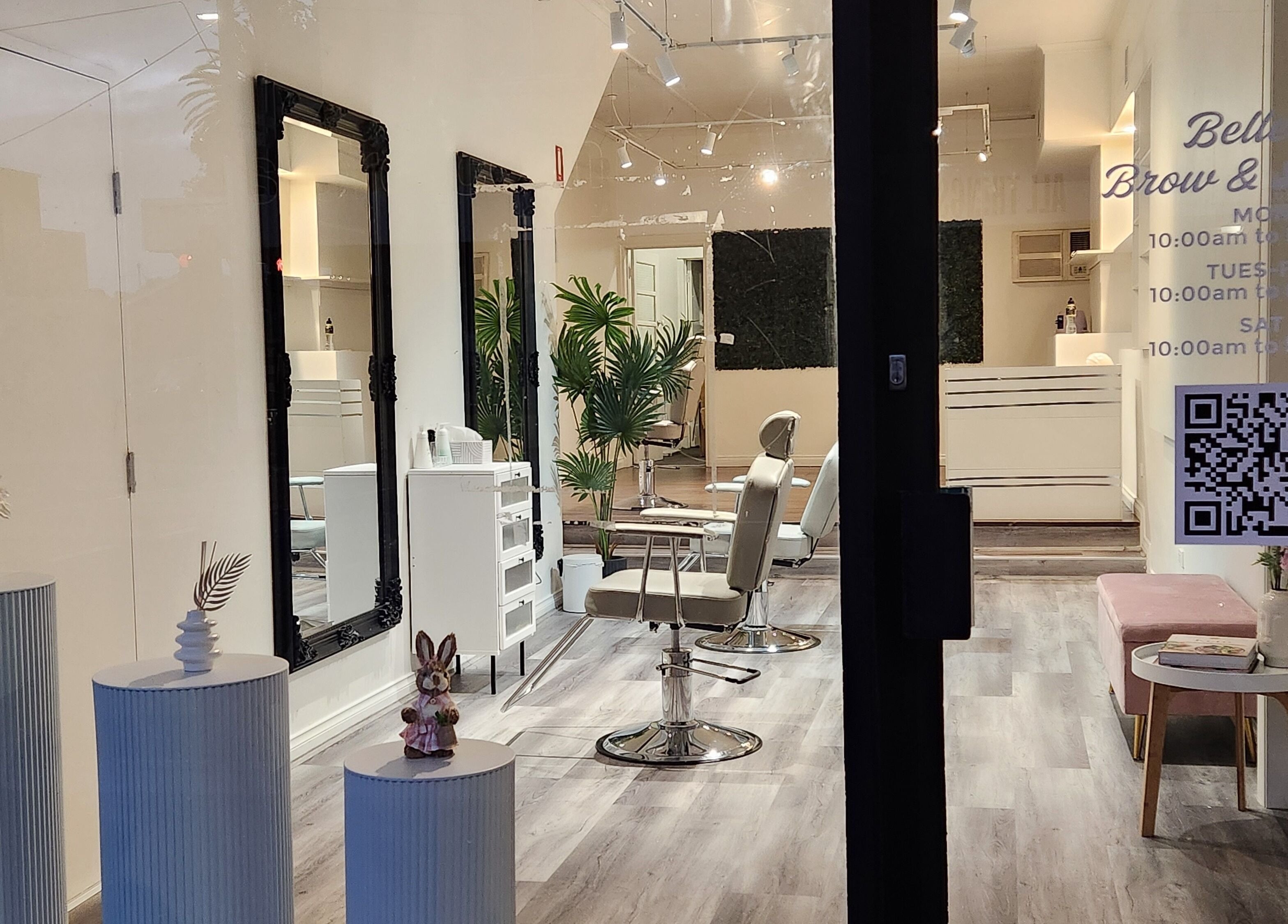 Sophisticated interior of Belleza Brows & Lashes in Melbourne, Victoria, AU featuring elegant decor and styling chairs.