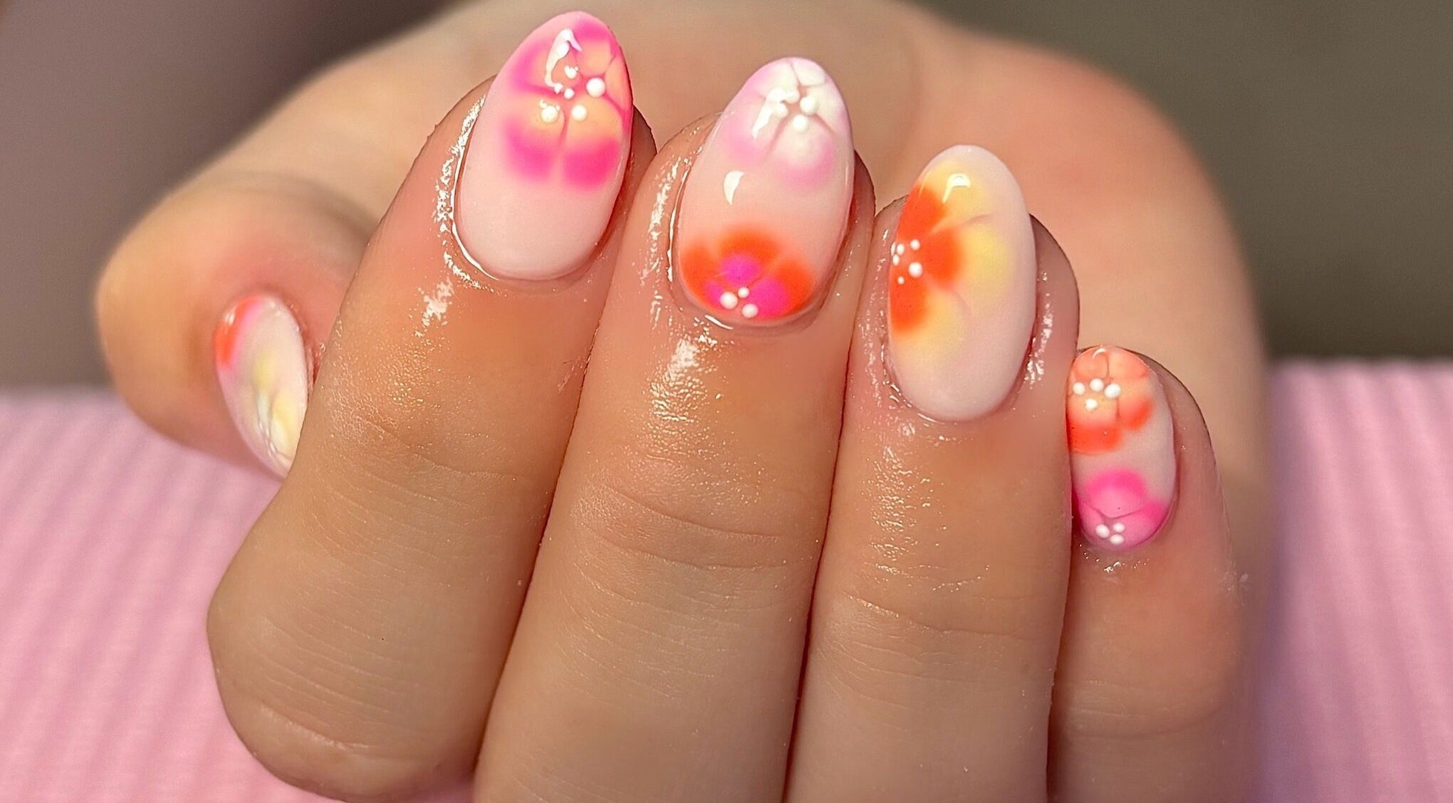 Floral nail art showcasing vibrant designs at ThatbeautyFlo, Billingham, England, GB. Perfect for stylish looks.
