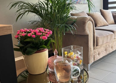 Relaxujte v Beauty.now_studio v Hlavní Město Praha, CZ s květinami, čajem a pohodlnou pohovkou.