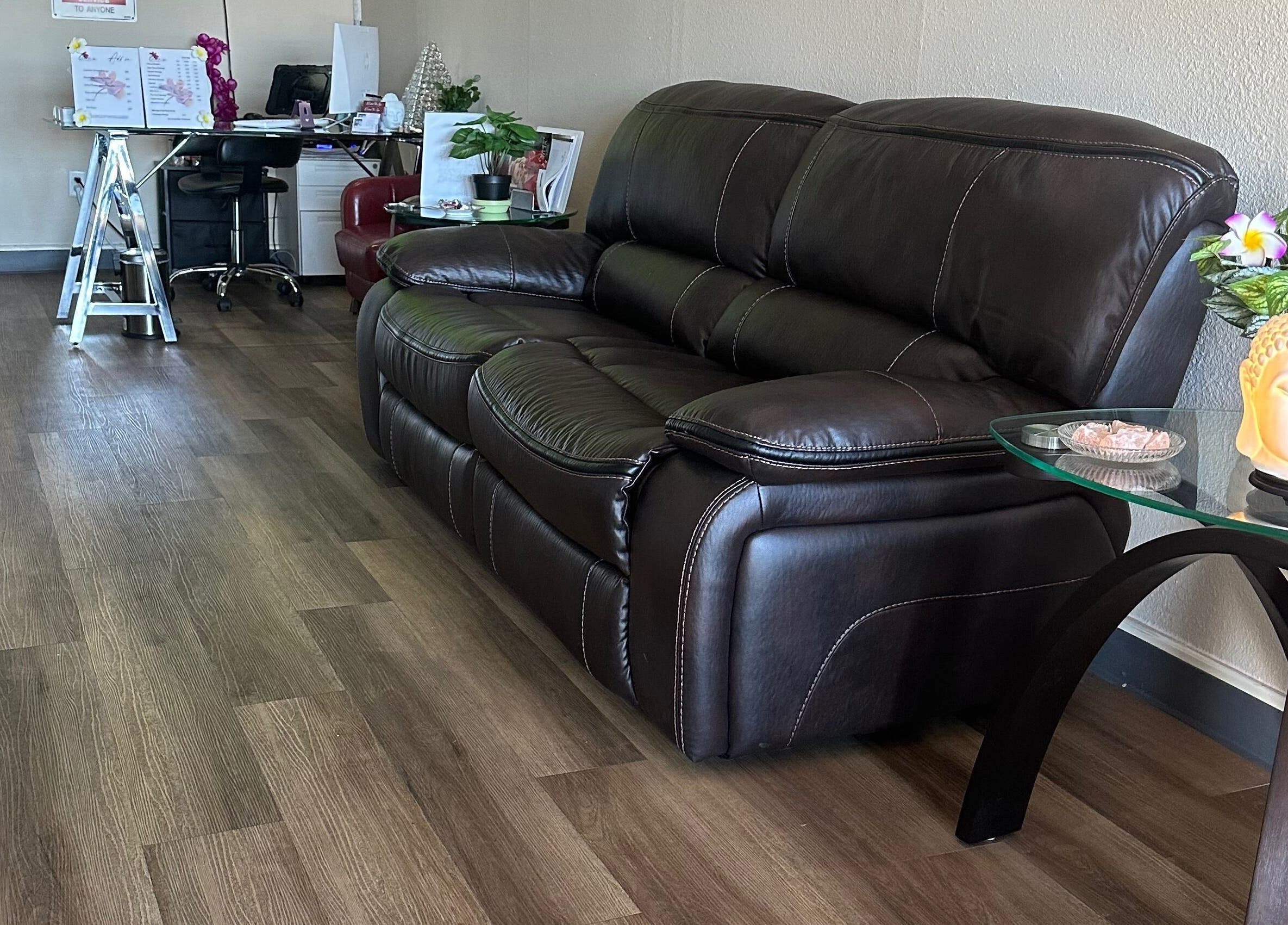 Cozy lounge at Las Vegas's Luxurious Expert in Relaxation, Las Vegas, Nevada, US. Elegant decor and seating.