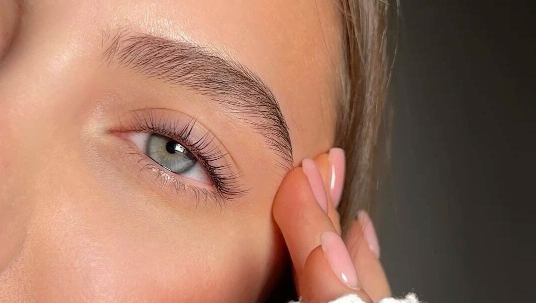 Close-up of perfectly shaped brows at Mili Brows & Lashes, Boston, England, GB.