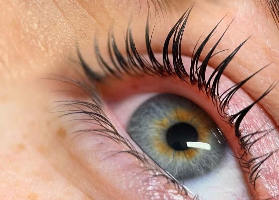 Close-up of styled lashes at Mili Brows & Lashes, Boston, England, GB.