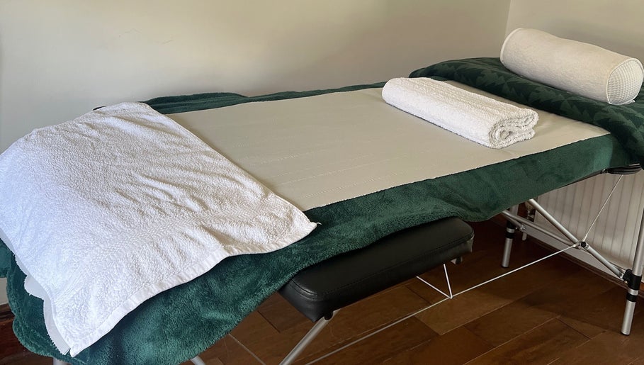 Relaxing spa bed setup at Chin Up Manual Face Therapy, Huddersfield, England, GB, ready for treatments.