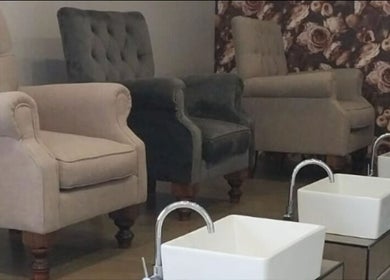 Elegant pedicure chairs at Glow Align in Pretoria, Gauteng, ZA, showcasing comfort and style with floral decor.