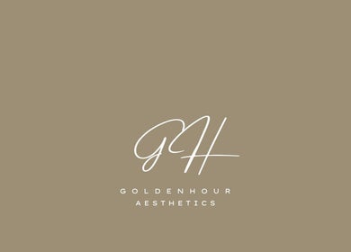 Golden Hour Aesthetics logo in Derby, England, GB on a beige background.