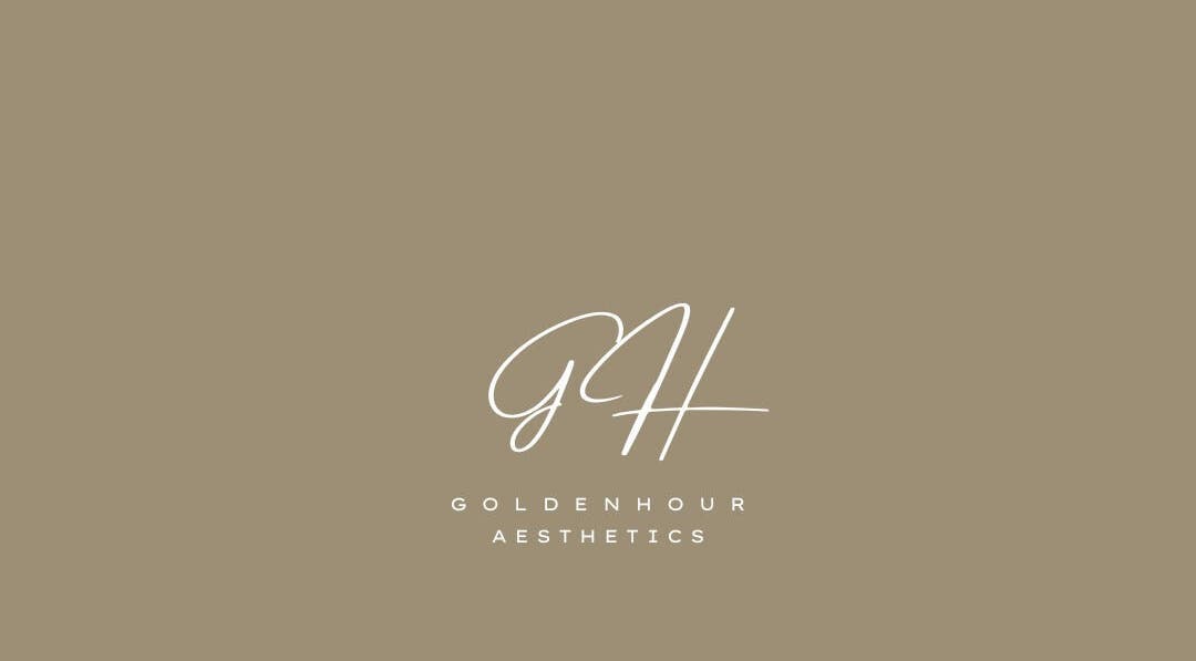 Golden Hour Aesthetics logo in Derby, England, GB on a beige background.