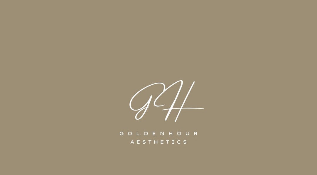 Golden Hour Aesthetics logo in Derby, England, GB on a beige background.