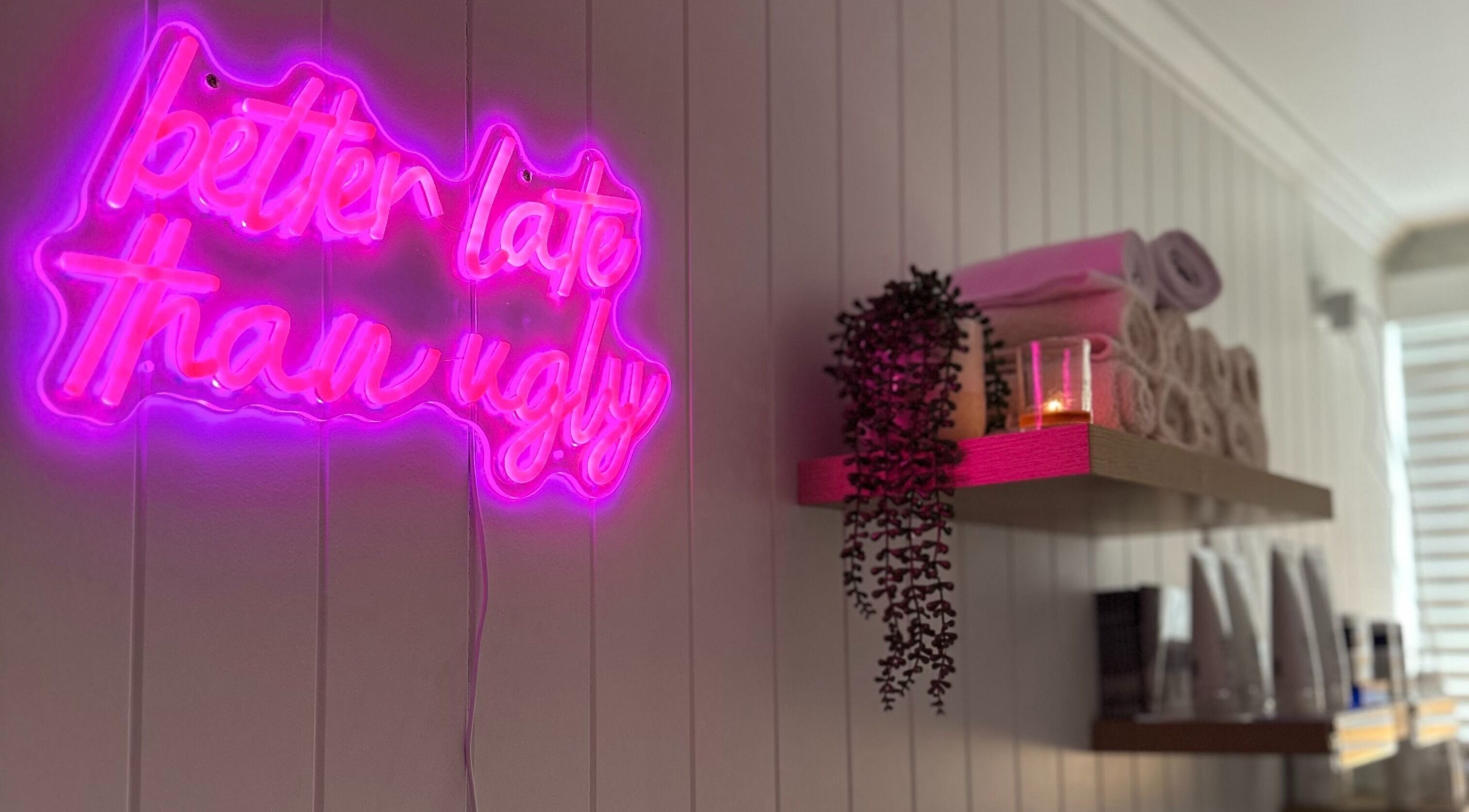 Warm, relaxing neon sign at Skin and Brow Bar By Gabrielle in Portsmith, Queensland, AU, enhancing ambiance.