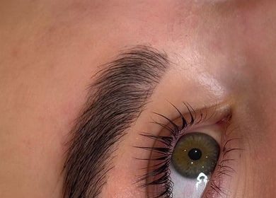 Close-up of expertly groomed eyebrow at Macie Jones Studios, Aberdare, Wales, GB, showcasing beauty expertise.