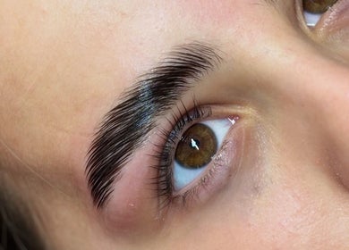 Close-up of perfectly styled eyebrow from Macie Jones Studios, Aberdare, Wales, GB.